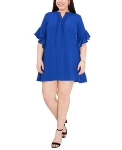 Vince Camuto Plus Size 3/4-Sleeve Ruffle-Cuff Dress