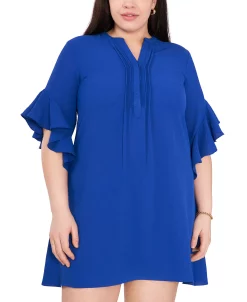 Vince Camuto Plus Size 3/4-Sleeve Ruffle-Cuff Dress -VINCE CAMUTO Shop 23775420 fpx