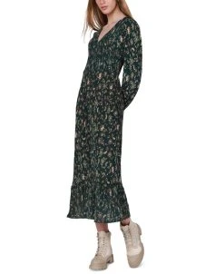 Black Tape Women's Plissé Ruffled-Hem Maxi Dress