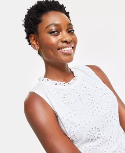 Charter Club Women's Cotton Sleeveless Eyelet Midi Dress, Created For Macy's -VINCE CAMUTO Shop 23838641 fpx