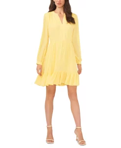 Vince Camuto Women's Long Sleeve With V-Neck Dress -VINCE CAMUTO Shop 23996249 fpx